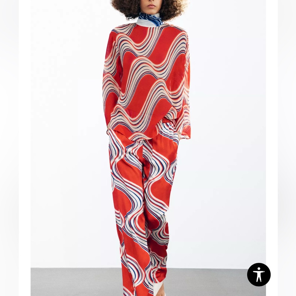 Zara Wave Pattern Top and pants set